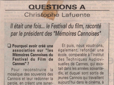 Question � Christophe Lafuente