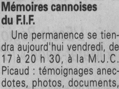Permanence MJC Picaud Nice-Matin 3 mars 2000